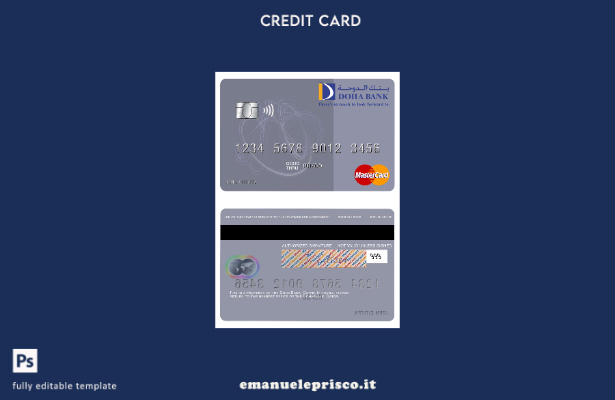 modello di carta mastercard Qatar Doha Bank in stile verificato